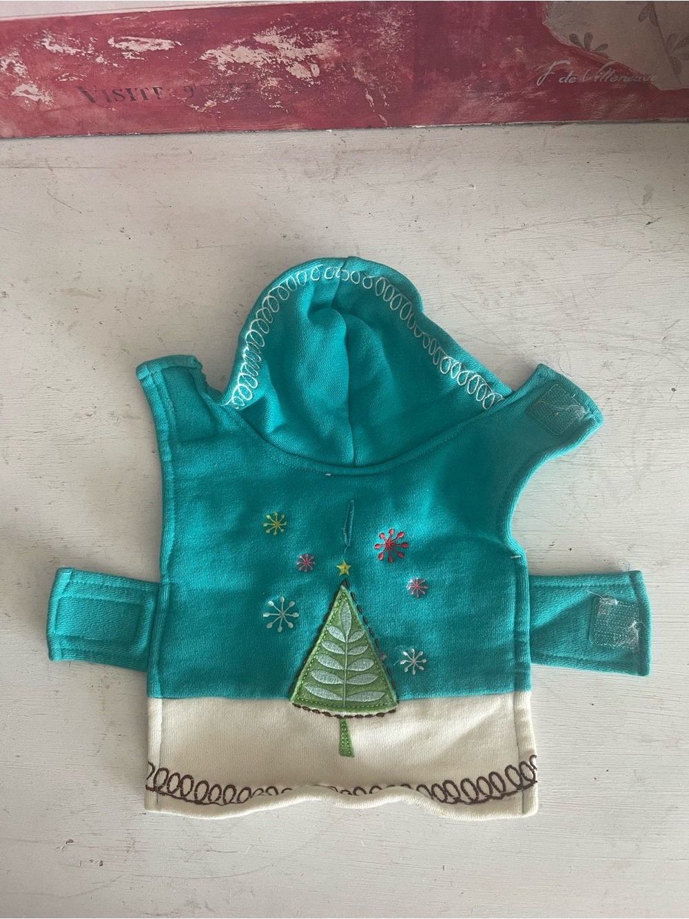 Dog Teal Hooded Holiday Light Jacket